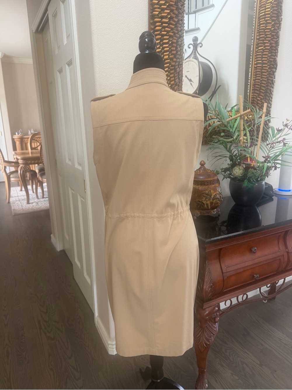 Calvin Klein Sleeveless Khaki Utility Shift Dress - Picture 2 of 7